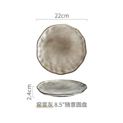 Vintage Ceramic Dinner Plates Set - Round Disk Design Restaurant Style
