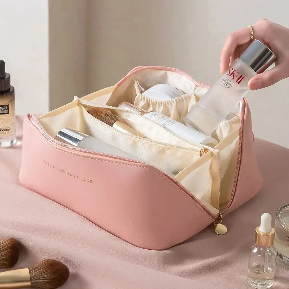 Luxury Travel Makeup Organizer Bag - Zip Cosmetic Toiletry Kit
