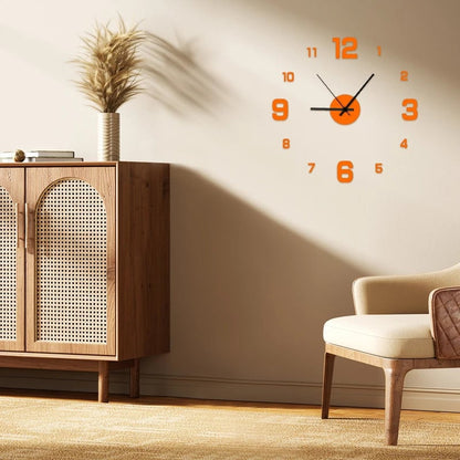 Frameless DIY Wall Clock Decal - Silent Movement Living Room Decor