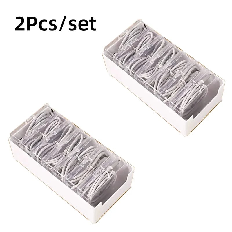 Durable Plastic Cable Organizer Storage Box Set - Office Cord Management
