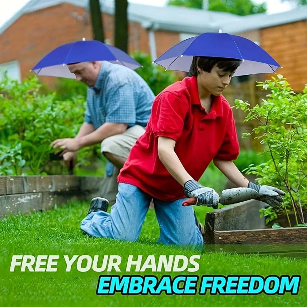 Head Mounted Umbrella Hat Hands-Free Rain Sun Protection Fishing