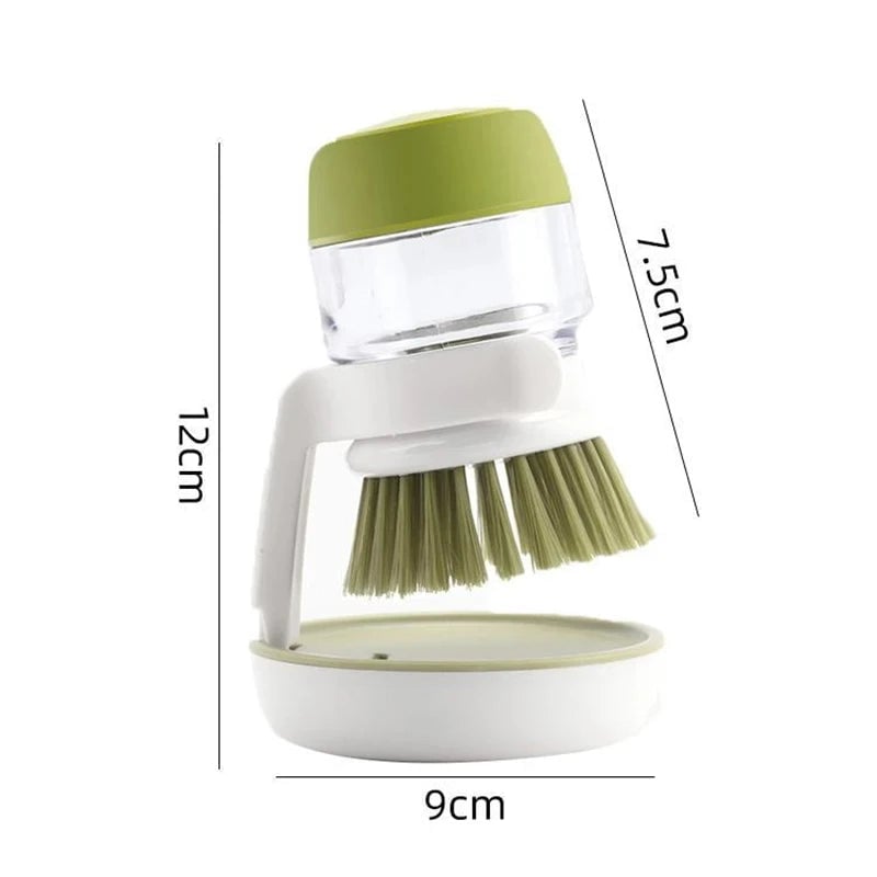 Soap Dispensing Dish Brush Multi-Use Kitchen Scrub Brush with Tray