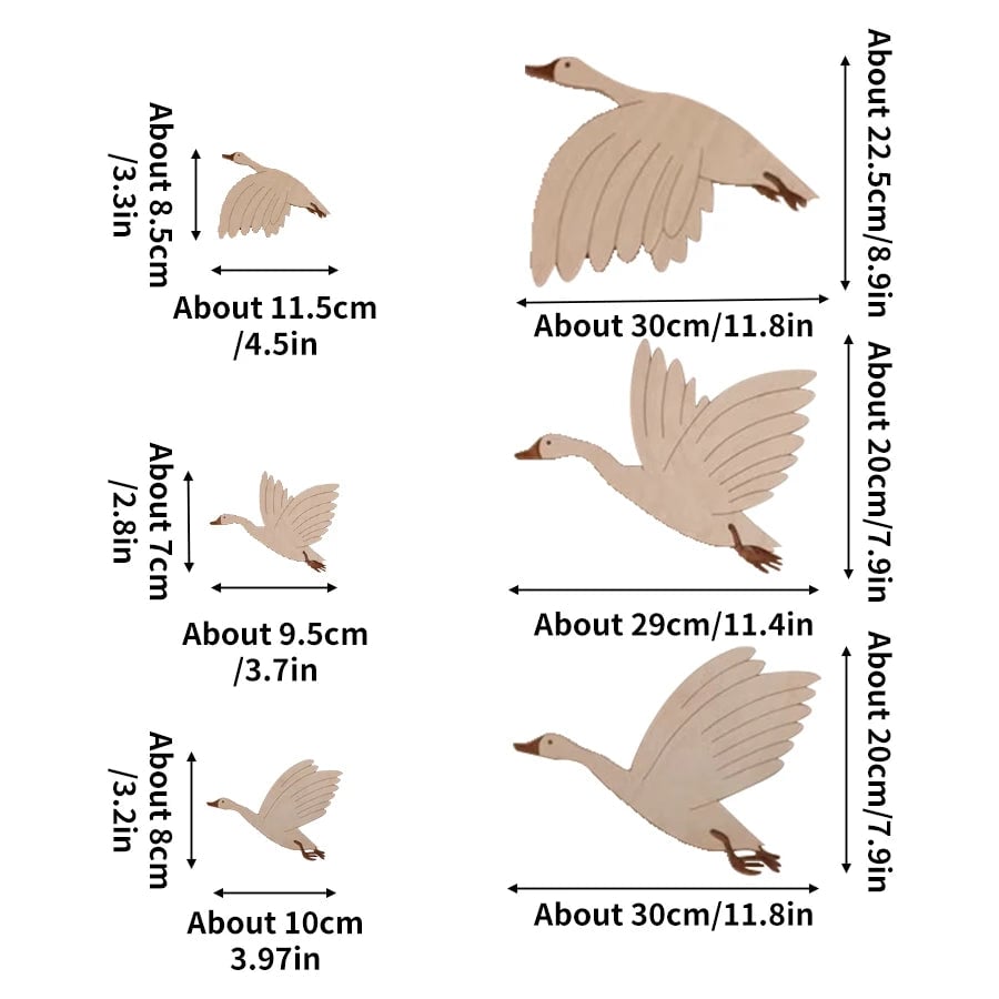 6pcs Scandinavian Wooden Flying Goose Wall Decor Stickers Nursery