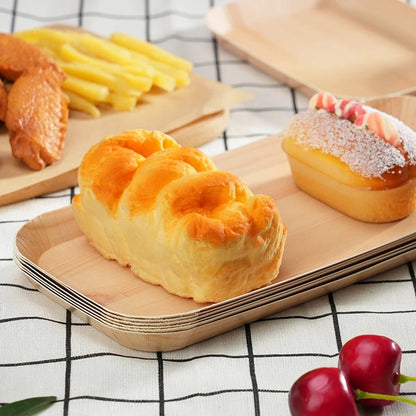 Rectangle Wood Paper Plates 10/20pcs Disposable Tableware Party Trays