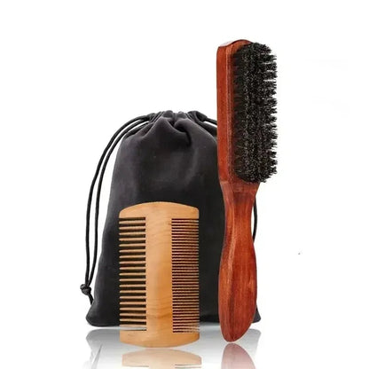 Professional Boar Bristle Wood Handle Beard Shaving Brush Kit
