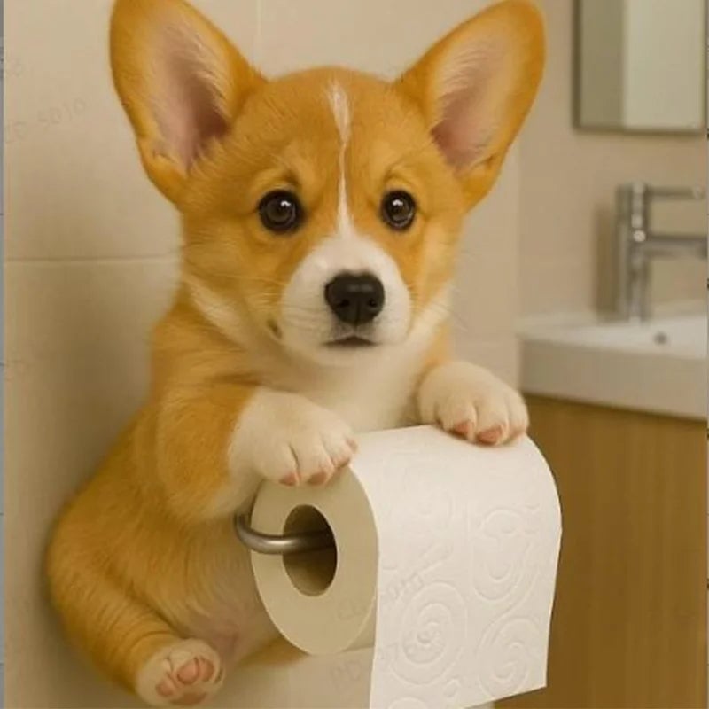 Resin Dog Tissue Holder - Toilet Paper Dispenser Bathroom Decor