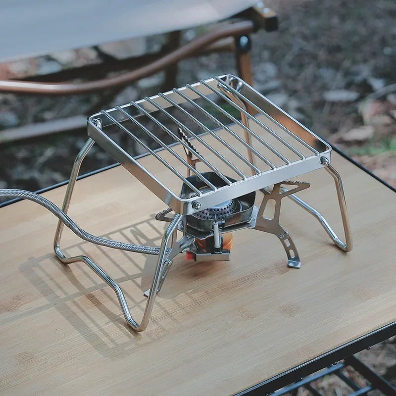 Stainless Steel Folding Grill Rack - Portable Camping BBQ Stand