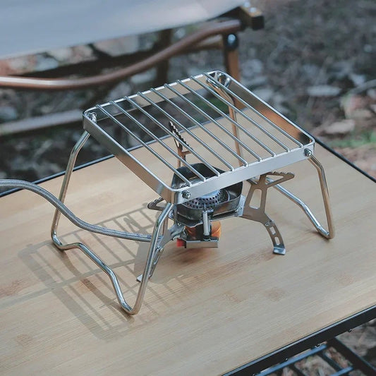Stainless Steel Folding Grill Rack - Portable Camping BBQ Stand