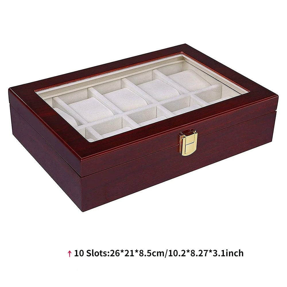 Luxury Wood Watch Storage Box 1-12 Grid Organizer Display Case
