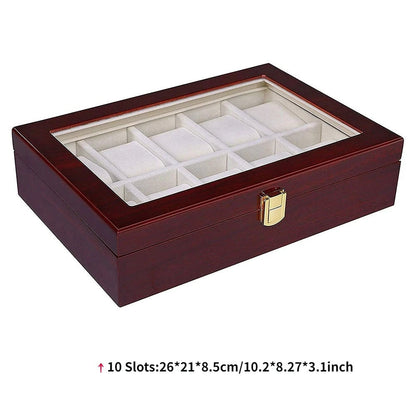 Luxury Wood Watch Storage Box 1-12 Grid Organizer Display Case