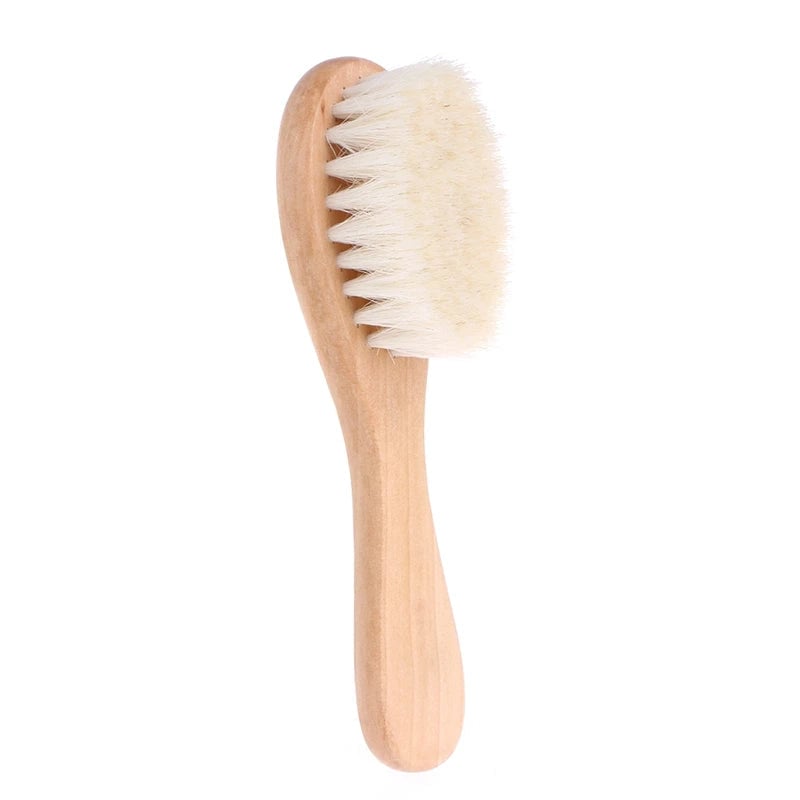 Natural Wood Handle Baby Hairbrush & Comb Set Newborn Head Massager
