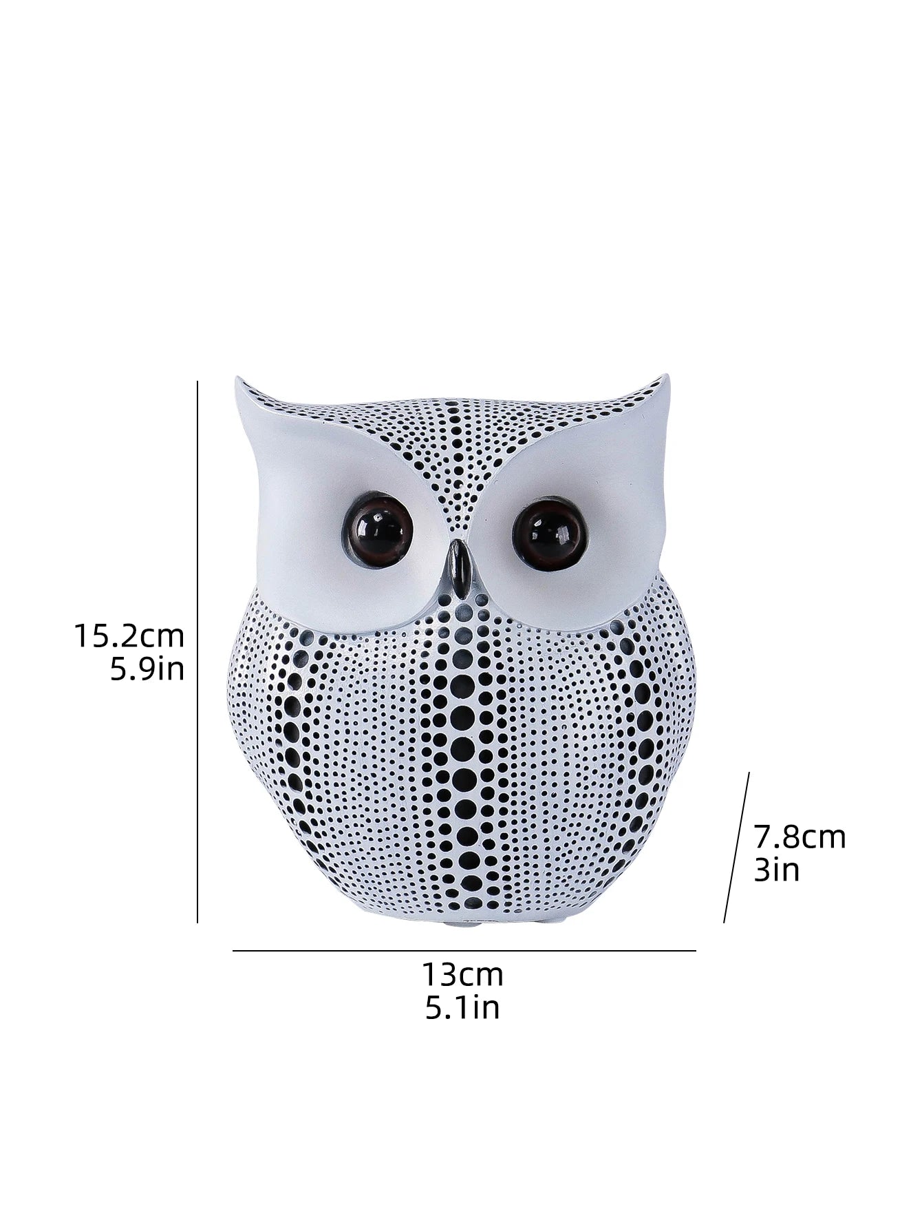 Resin Owl Statues Black White Animal Sculpture Home Decor Indoor