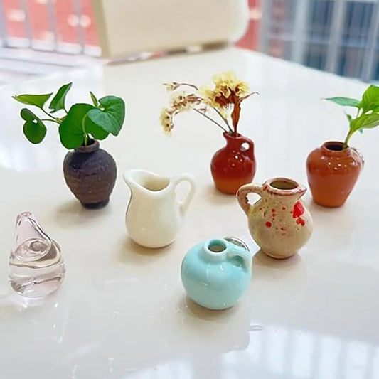 8Pcs Mini Ceramic Magnetic Bud Vases Set - Strong Fridge & Office
