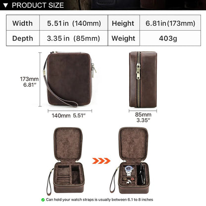 Genuine Leather Multi-Compartment Jewelry Storage Box for Watches