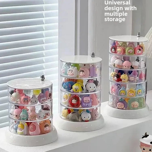 Multi-Layer Transparent Rotating Jewelry Storage Box Organizer