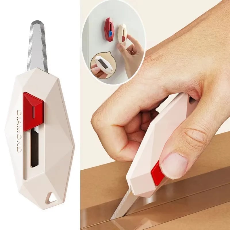 Magnetic Safety Box Cutter - Round Head Utility Knife Diamond Design