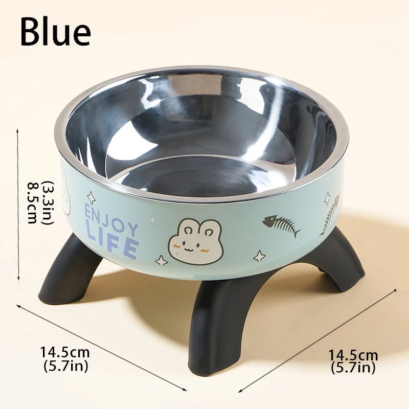 Raised Stainless Steel Pet Bowl - Elevated Dog Cat Feeder Stand