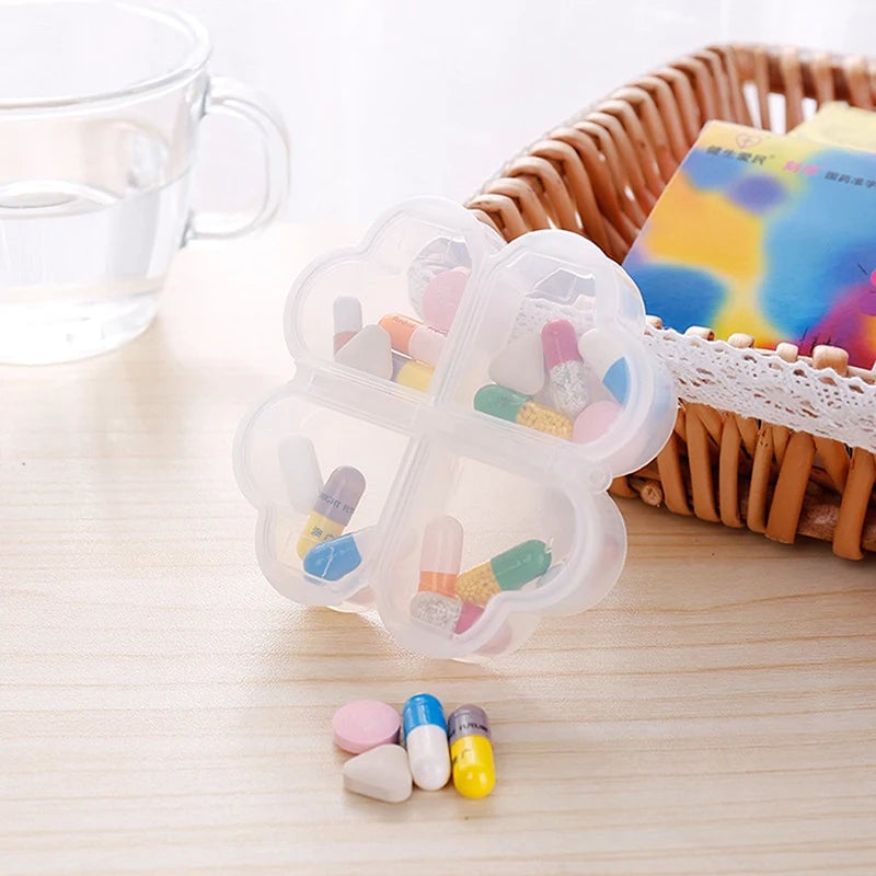 4-Compartment Daily Pill Organizer Box - Durable Plastic Storage