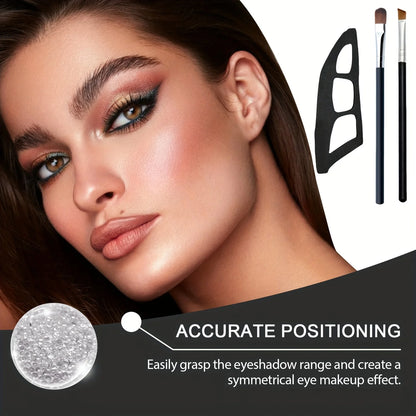 Eye Makeup Assistant Kit - 2 Eyeshadow Brushes + Quick Templates