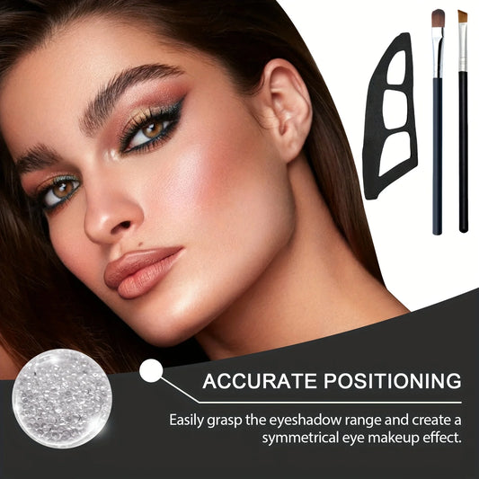 Eye Makeup Assistant Kit - 2 Eyeshadow Brushes + Quick Templates