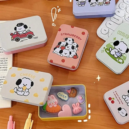 Rectangular Tinplate Puppy Storage Box - Mini Metal Cartoon Organizer