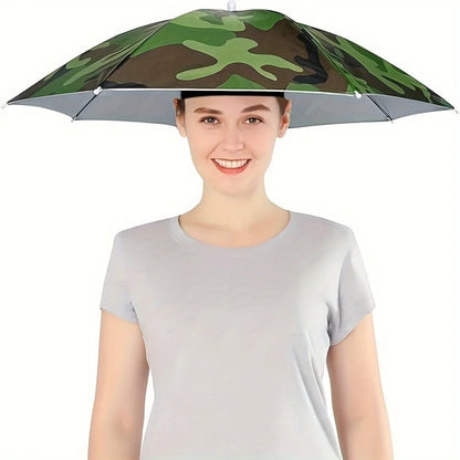Head Mounted Umbrella Hat Hands-Free Rain Sun Protection Fishing