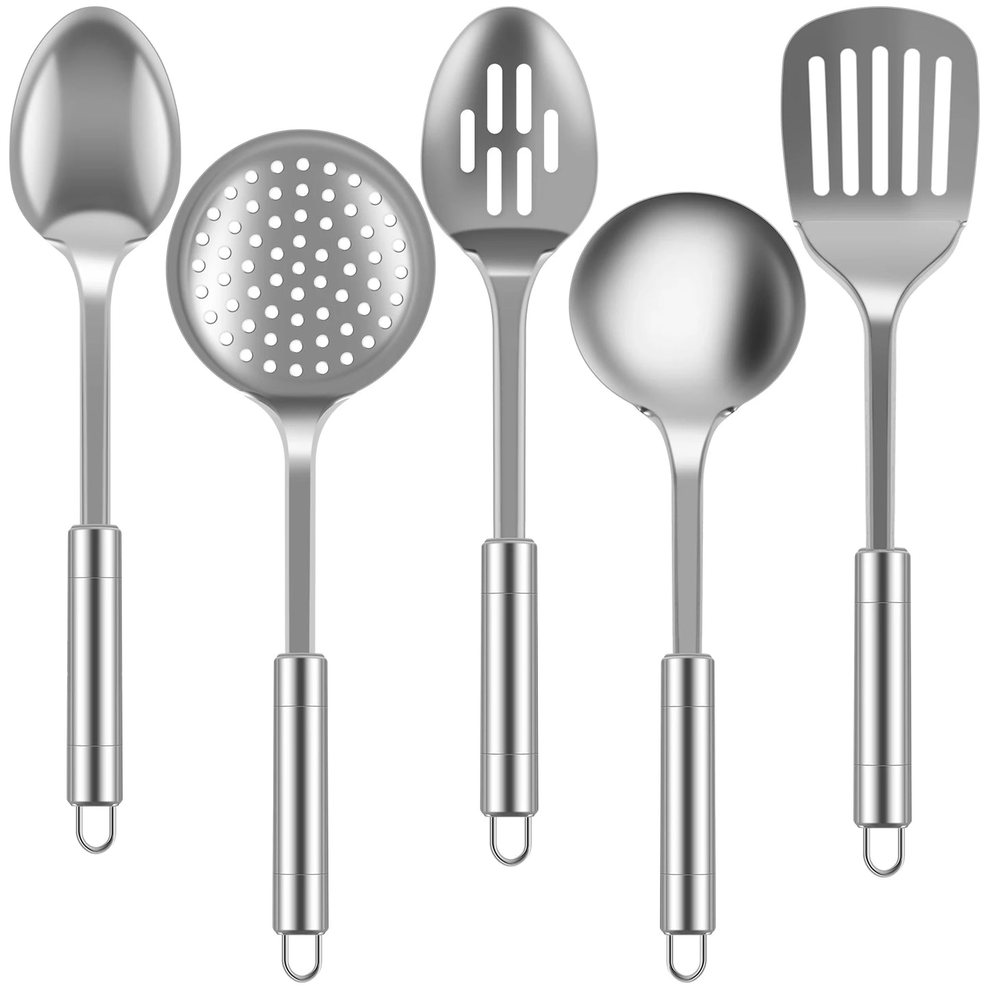 5-Piece Stainless Steel Kitchen Utensil Set - Spatula Spoon Tools