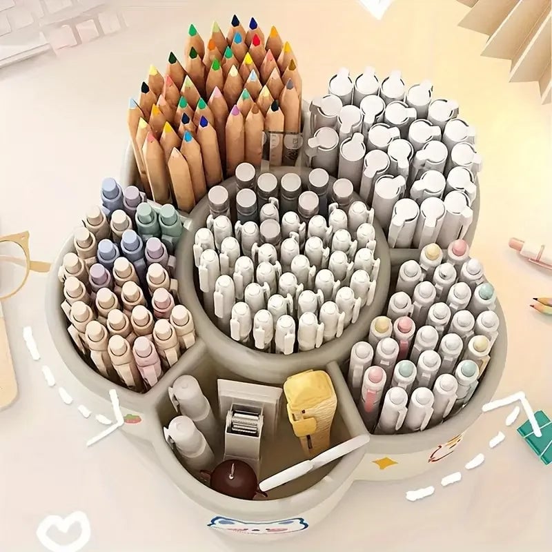 306° Rotating Desk Organizer - Large Capacity Pen Holder Storage
