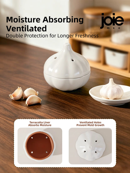 Ceramic Garlic Storage Container - Moisture Proof Anti Mold Design