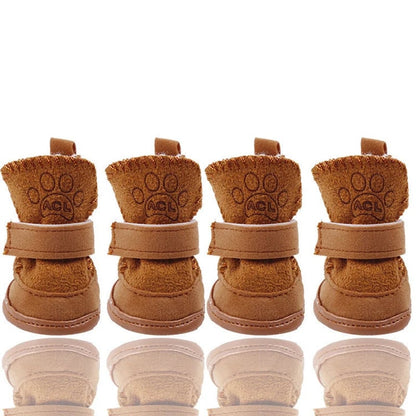 4pcs Anti-Slip Dog Shoes Winter Warm Boots Small Medium Dogs