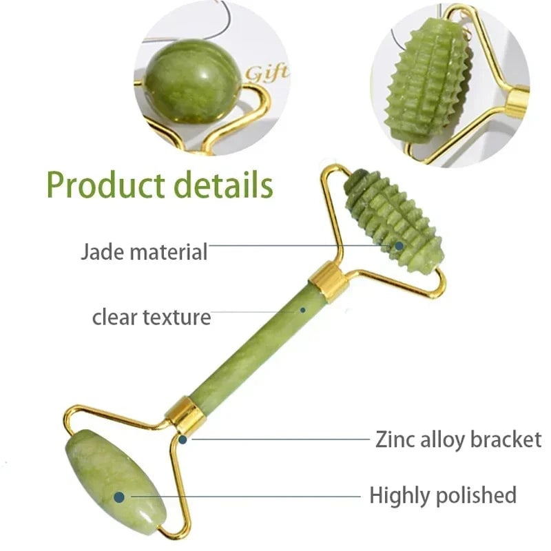 Natural Jade Roller Gua Sha Massager Face Neck Body Eye Care Tool