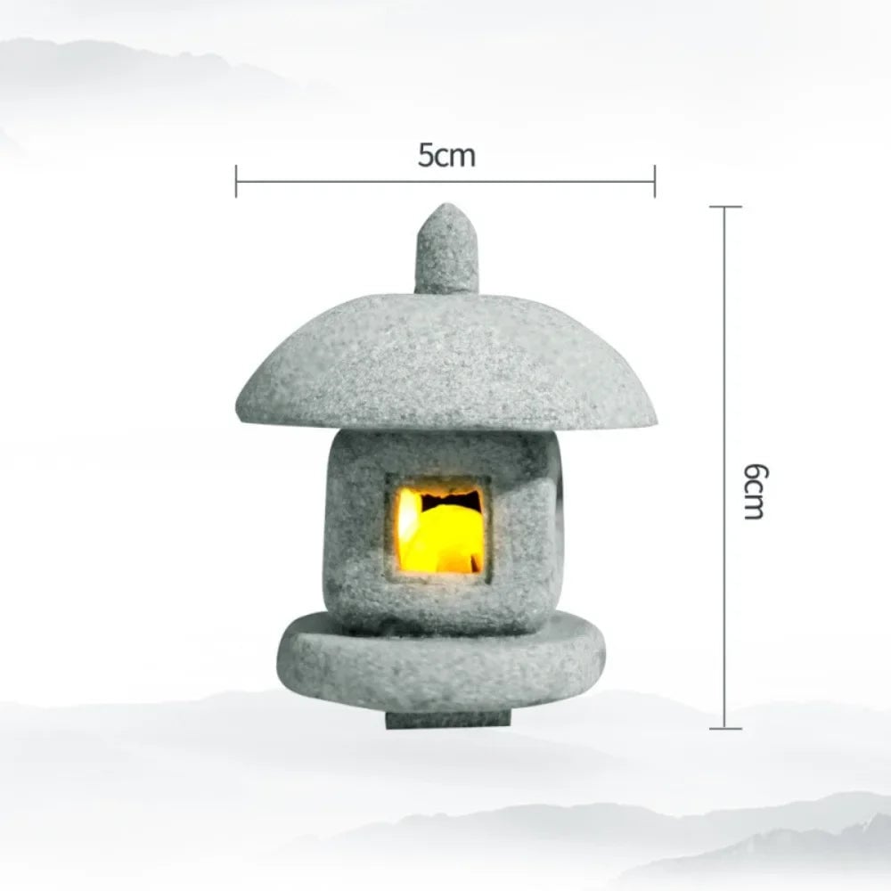 Sandstone Mini Pagoda Lantern - LED Garden Light Zen Landscape Statue
