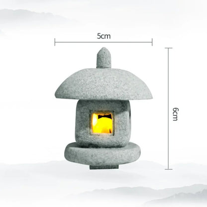 Sandstone Mini Pagoda Lantern - LED Garden Light Zen Landscape Statue