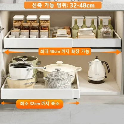 2Pc Pull Out Kitchen Storage Rack w/ Slide Rails Drawer Organizer