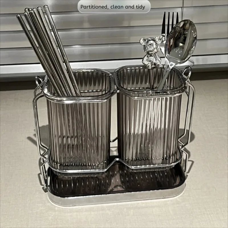 Wall Mounted Stainless Steel Kitchen Cutlery Organizer Drying Rack