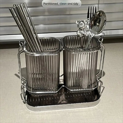 Wall Mounted Stainless Steel Kitchen Cutlery Organizer Drying Rack