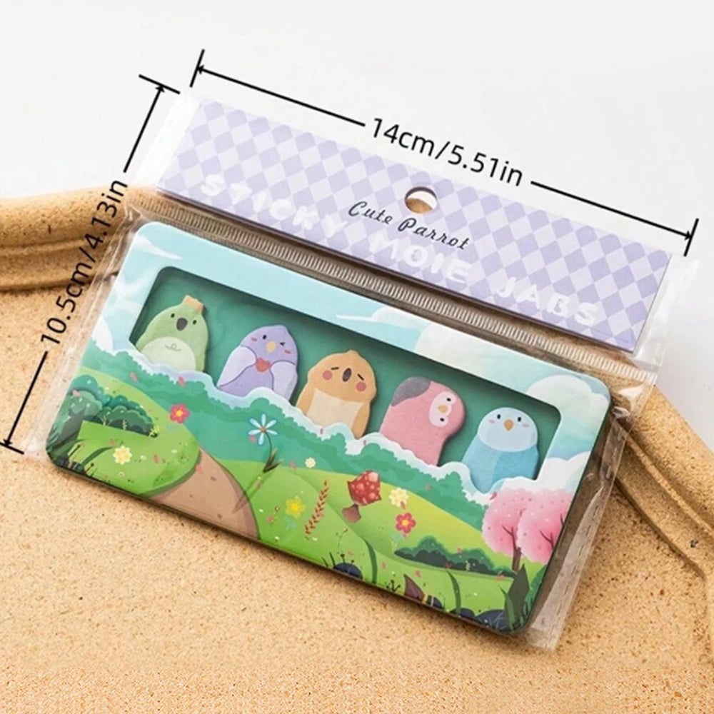 Cartoon Animals Sticky Notes 150 Sheets - Capybara Panda Cat Memo Clips
