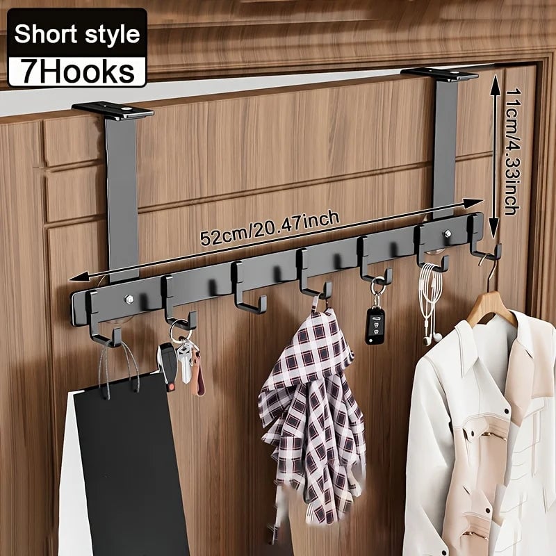 Over Door Metal Hooks Rack 5/7 Adjustable Bathroom Organizer