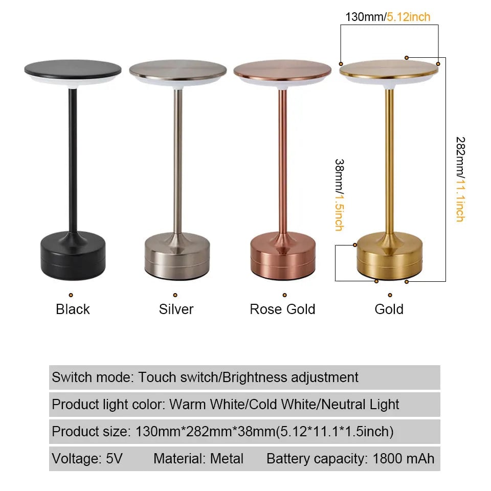 LED Touch Sensor Table Lamp USB Rechargeable Wireless Reading Light