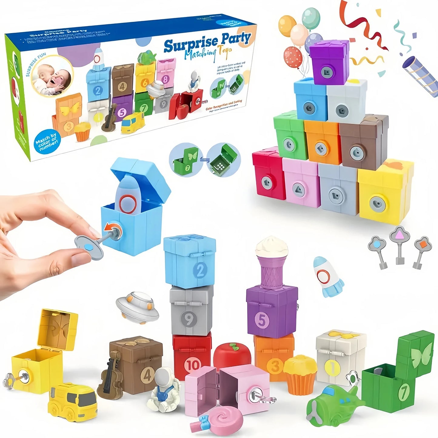 Montessori Farm Train Set - Counting Sorting Learning Toy Toddlers