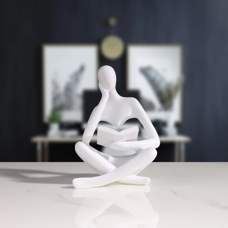 Abstract Man Reading Book Resin Sculpture Figurine Home Decor