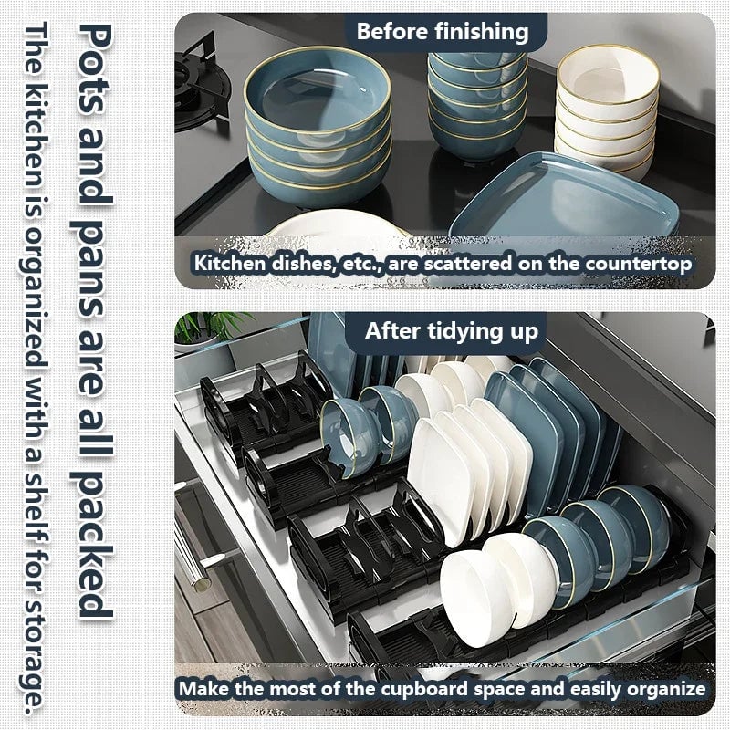 Built-in Kitchen Cabinet Dish Drain Rack Drawer Plate Organizer