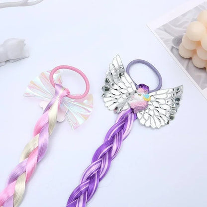 Girls Cartoon Bow Butterfly Braid Headband Ponytail Holder Set