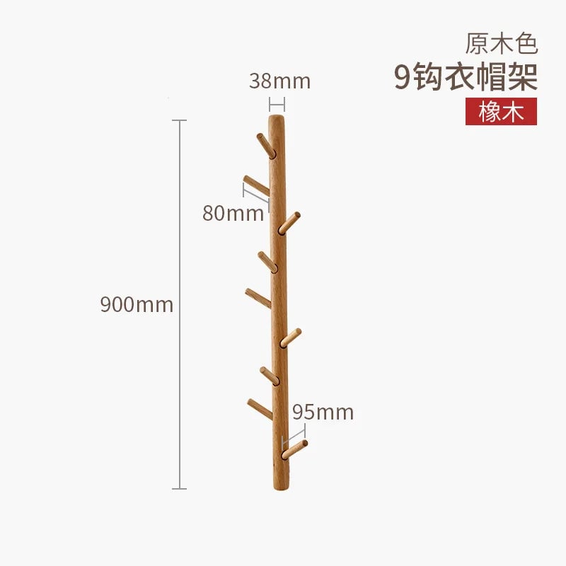 Wooden Branch Tree Design Wall Coat Rack Entryway Organizer Hanger