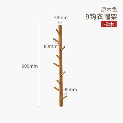 Wooden Branch Tree Design Wall Coat Rack Entryway Organizer Hanger