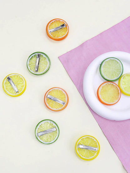 Citrus Fruit Hair Clips - Lemon Orange Design Summer Girls Hairpins