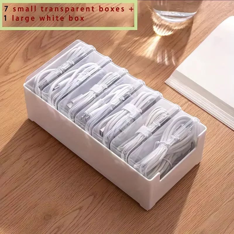 Durable Plastic Cable Organizer Storage Box Set - Office Cord Management