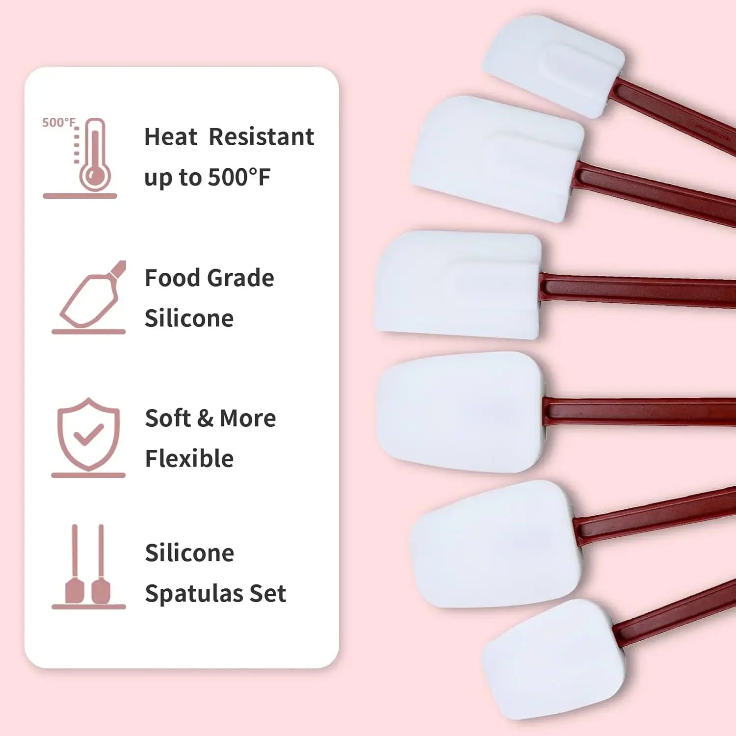 Heat-Resistant Silicone Spatula Set - Heavy-Duty Commercial Grade