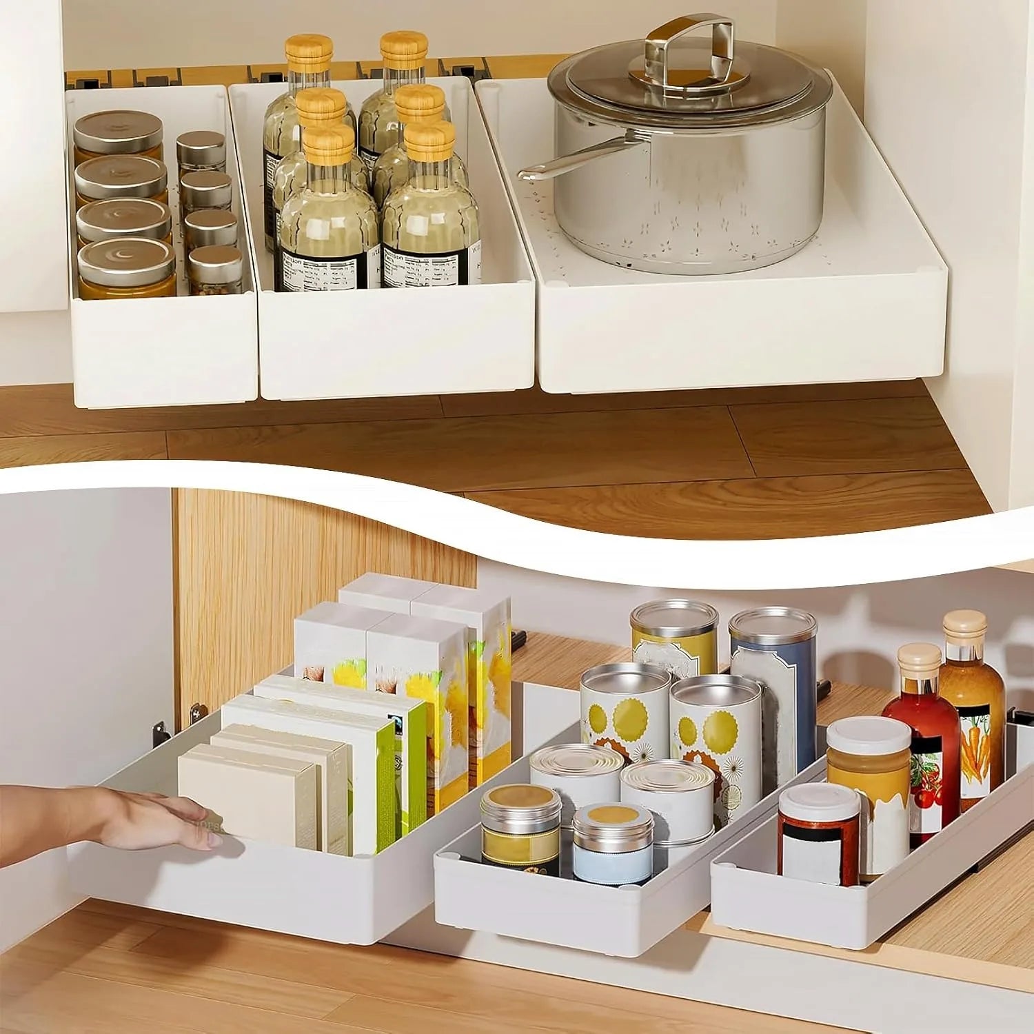 Pull Out Under Sink Storage Rack - Sliding Cabinet Organizer Basket