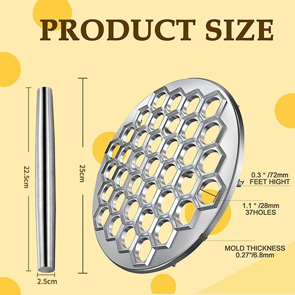 37-Hole Aluminum Pelmeni Dumpling Maker Mold - Russian Ravioli Cutter
